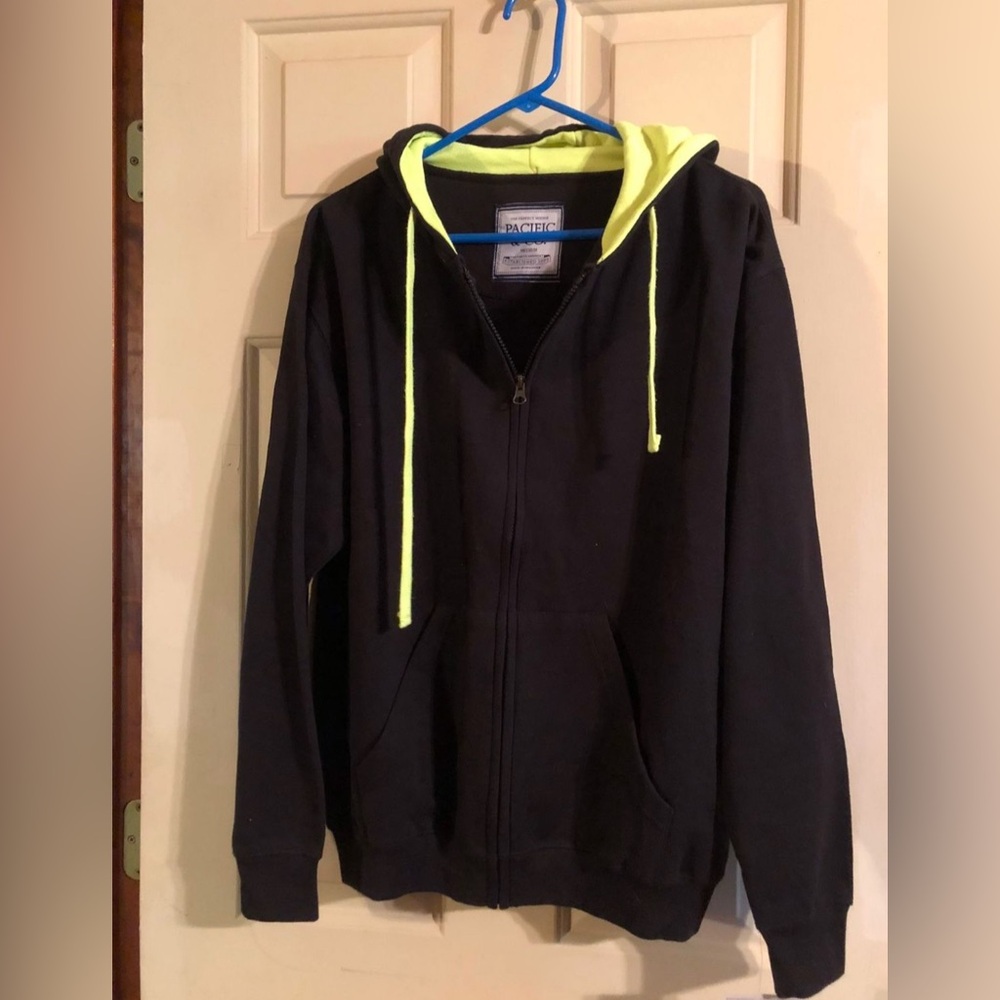 Neon Yellow Lined Black Hoodie